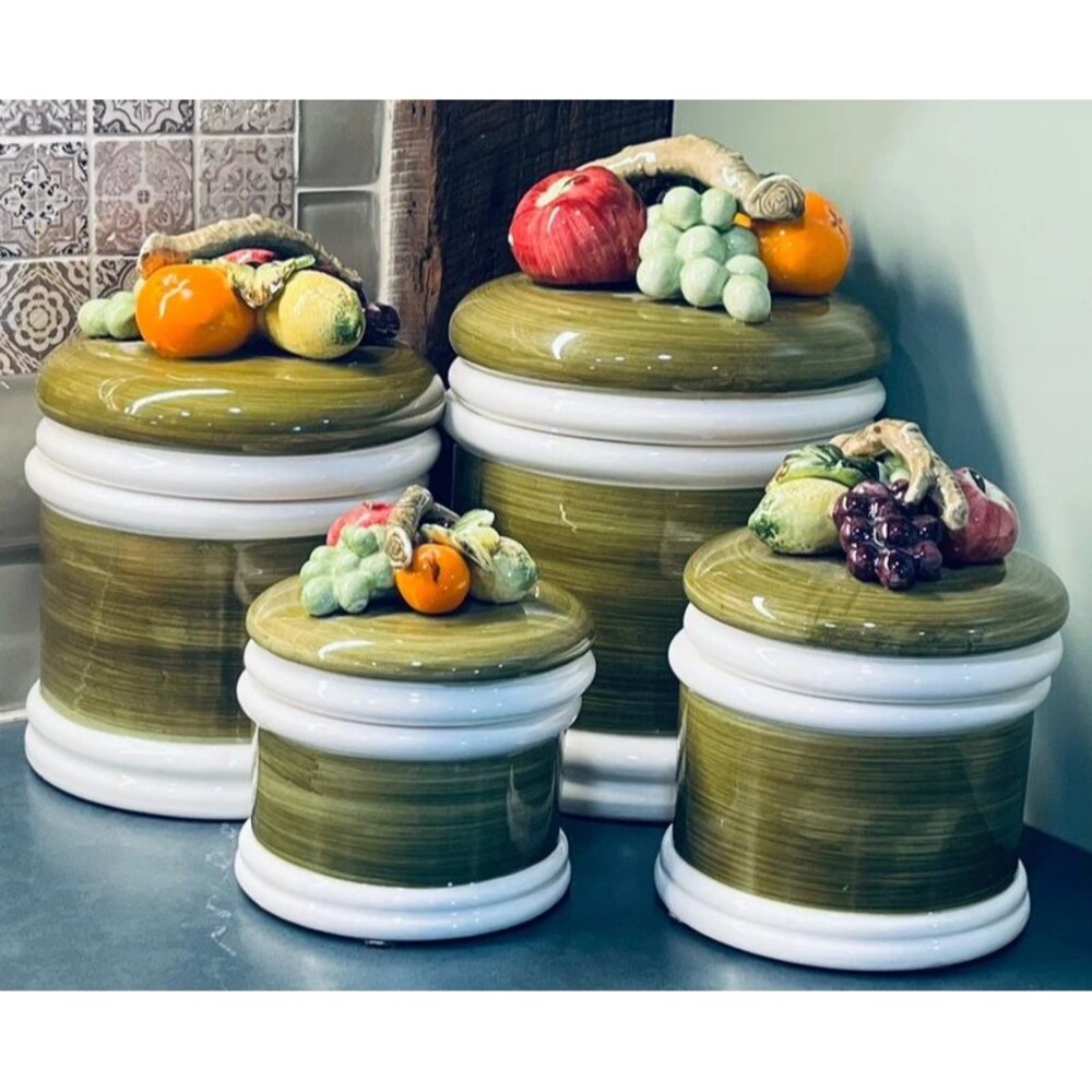 Vintage 1950s Armart 5th Ave Garden Harvest Fruit Canister | Hand Painted